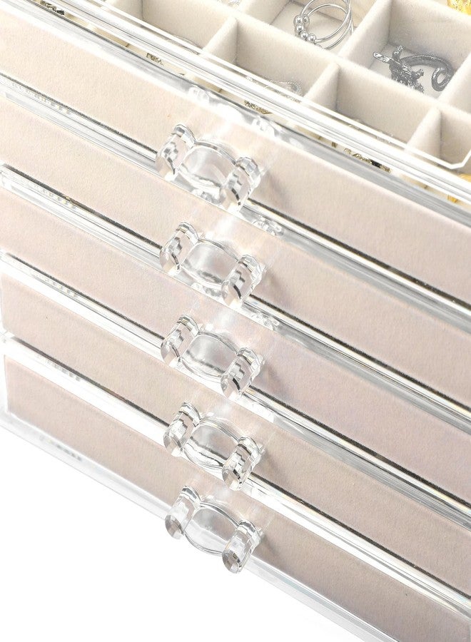 Limbeuuu 5 Drawers Clear Jewelry Box for Women and Girls, Acrylic Earring Holder Organizer Ring Holder Display Storage, Warm White - Image 3